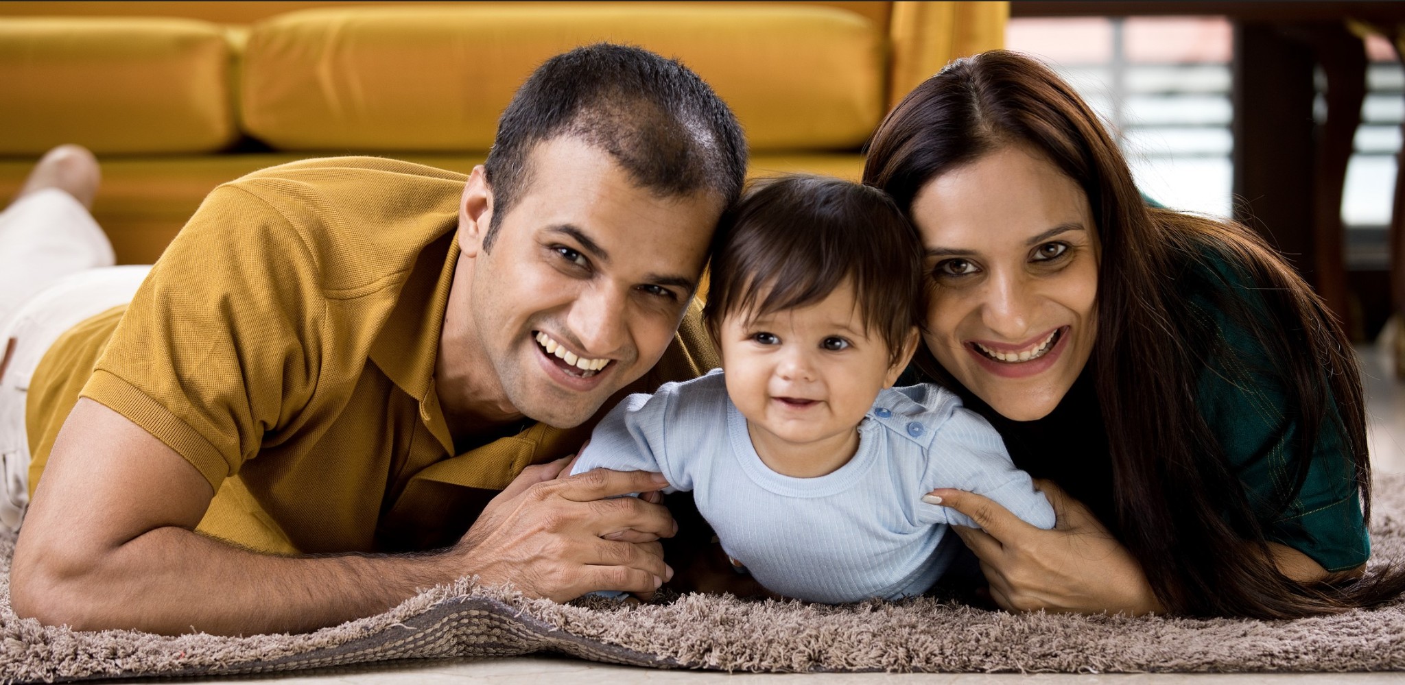 Family on carpet